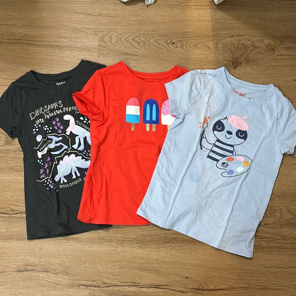Cat & Jack size small girls short sleeved tees - Dino and popsicle never worn.